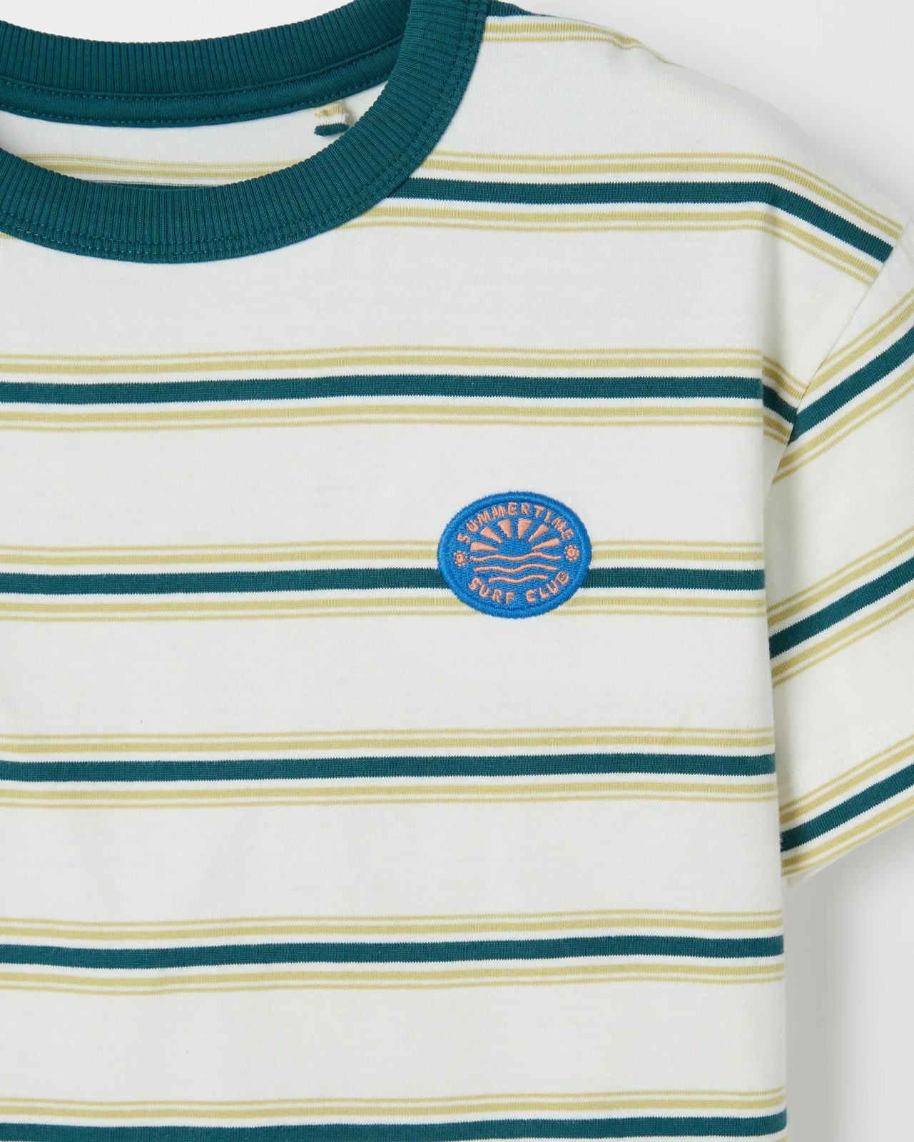 Australian Cotton Oversized Stripe T-Shirt - Cream / Green 2 of 2