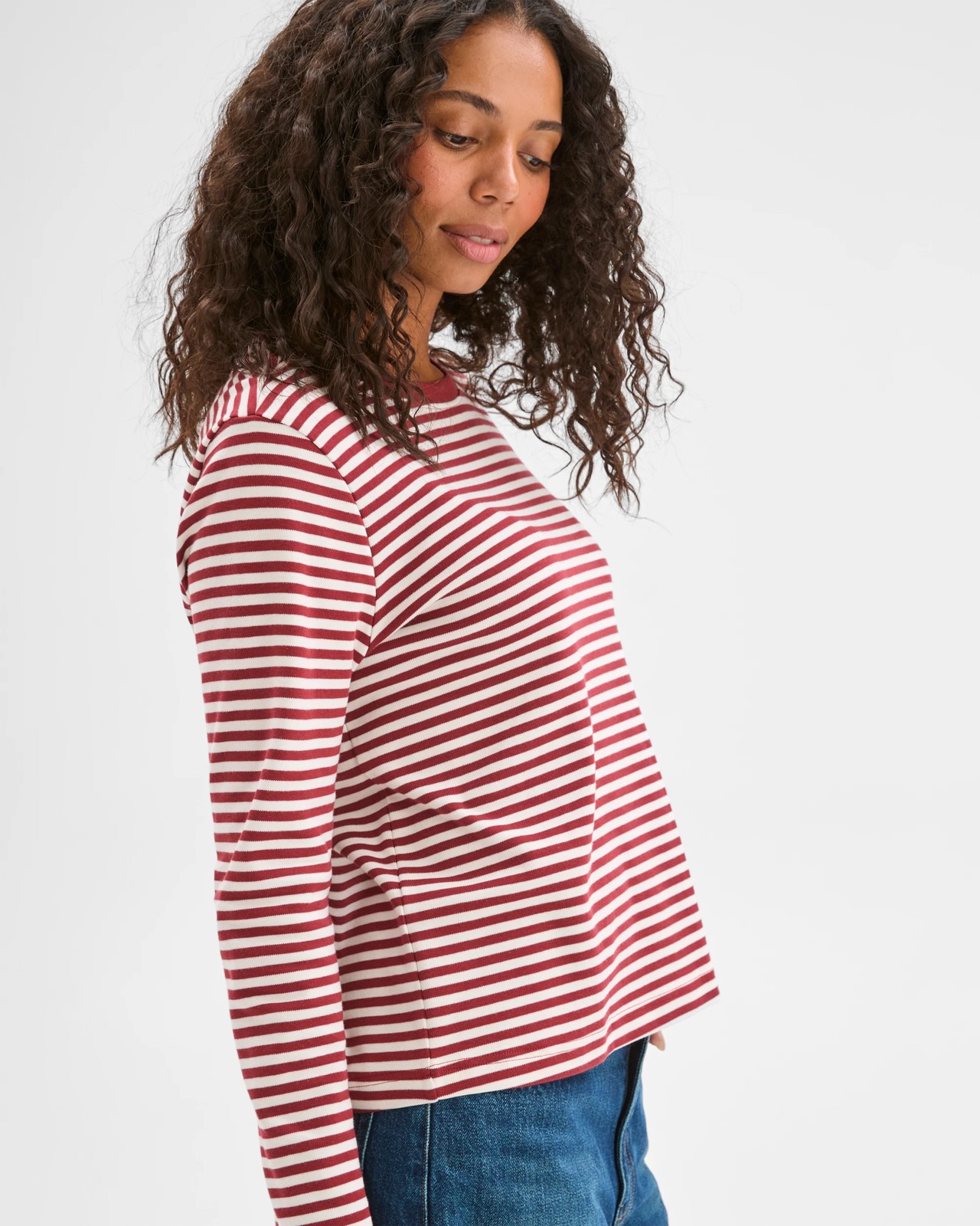 Australian Cotton Classic Long Sleeve Crew Neck T-Shirt - Brick 4 of 6