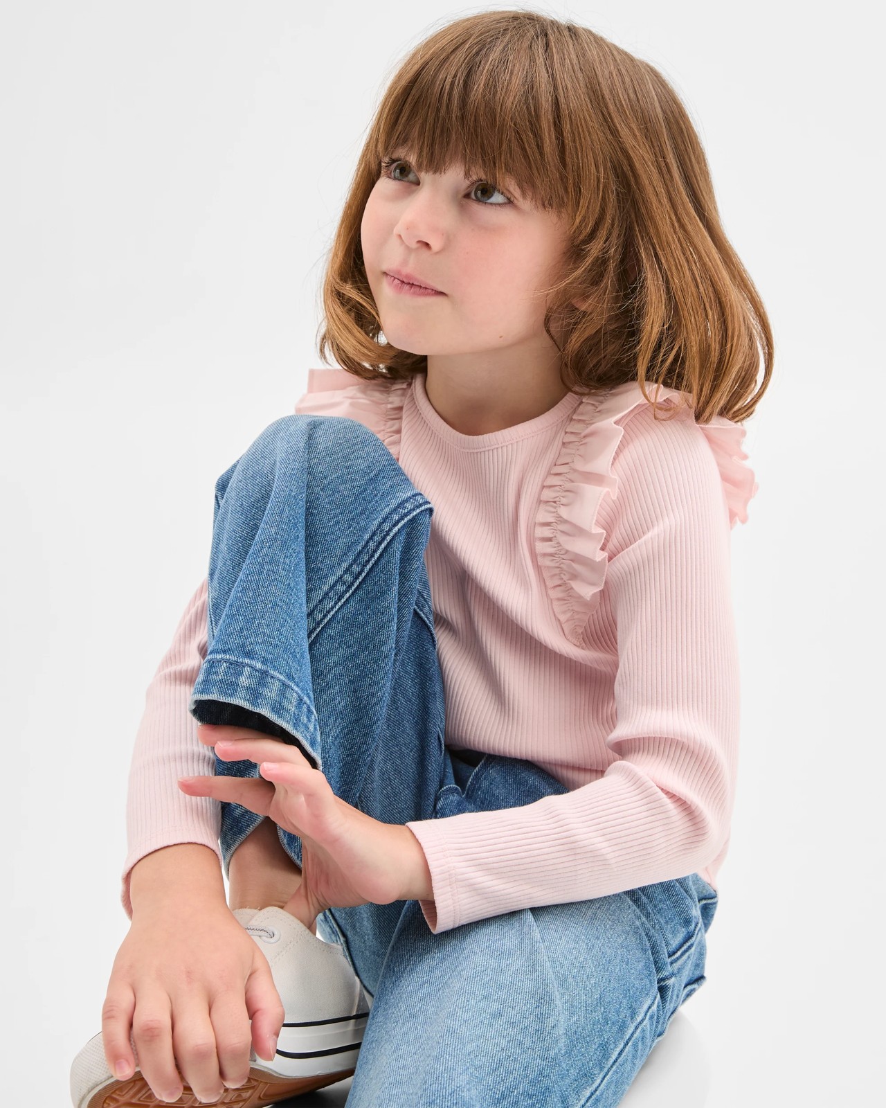 Australian Cotton Long Sleeve Ribbed Fashion T-Shirt - Solid Pink 2 of 3