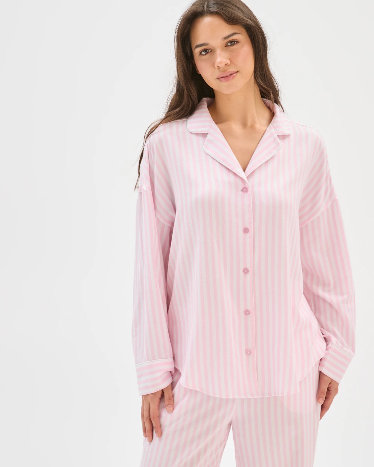 Long Sleeve Pyjama Shirt - Pink Stripe 2 of 6