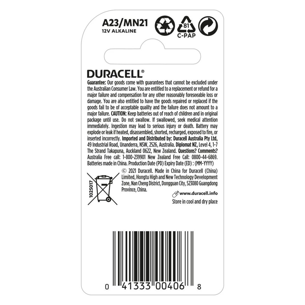 Specialty MN21 alkaline batteries - Duracell