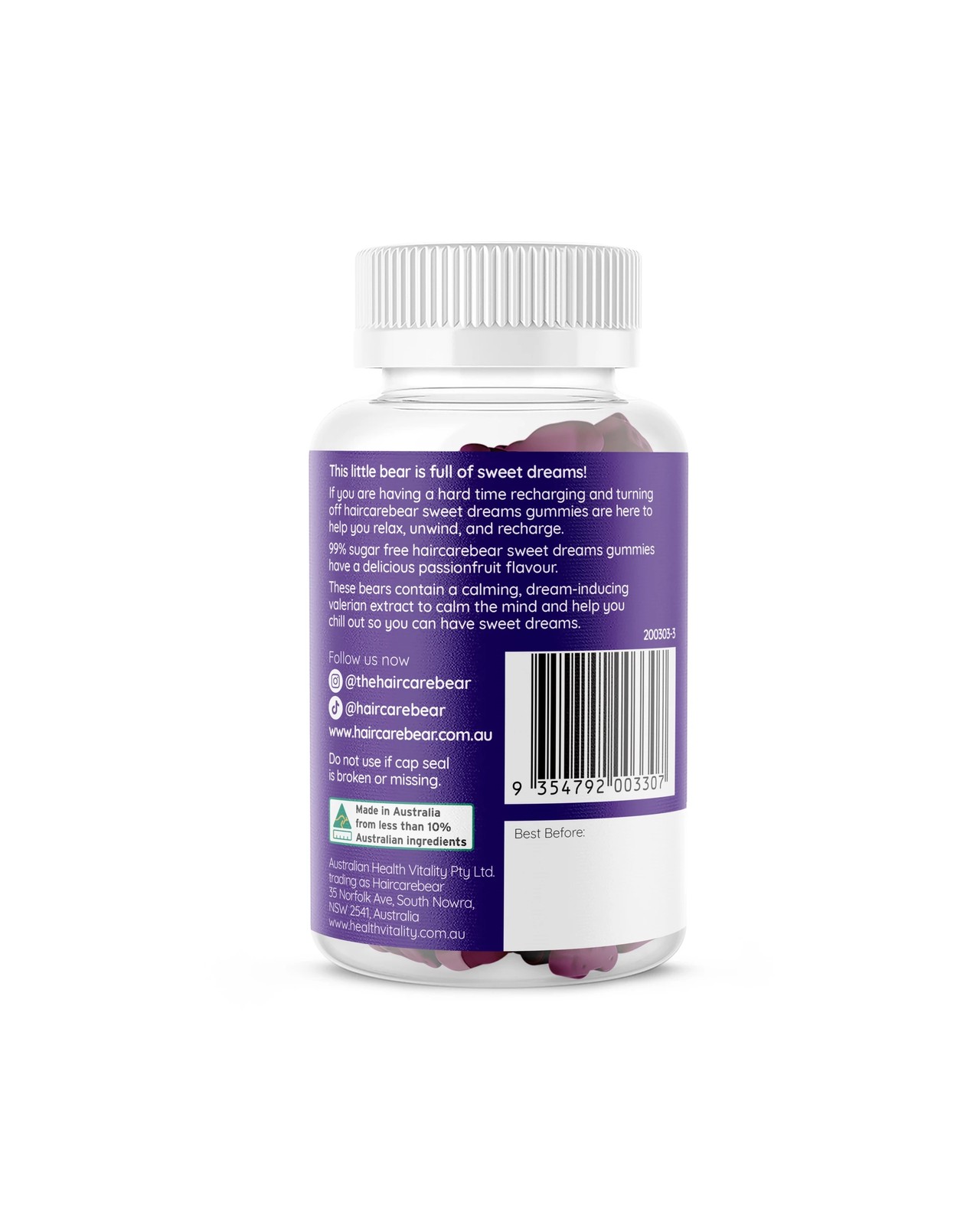 60 Pack Haircarebear Sweet Dreams Gummies 171g 2 of 2