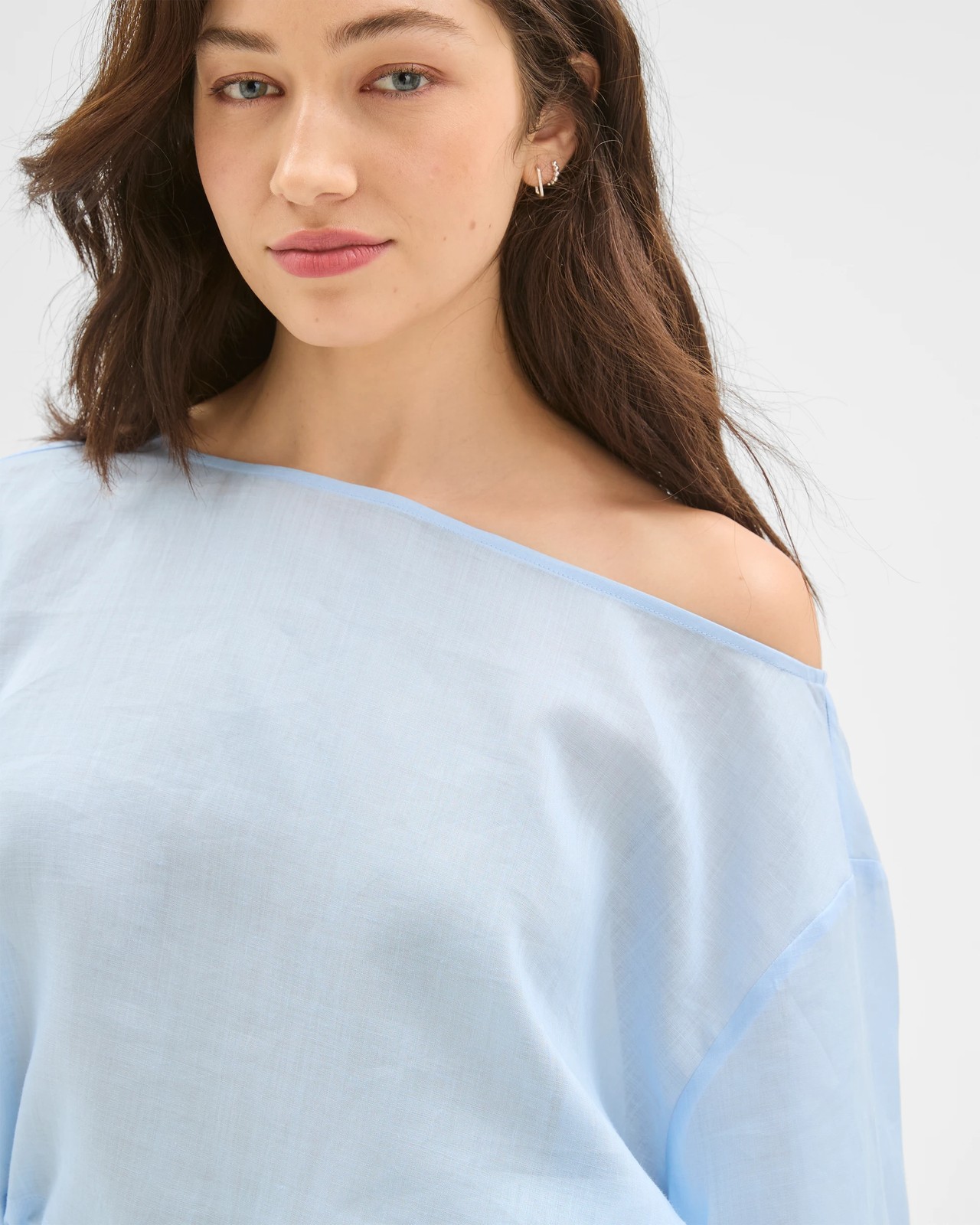 Lily Loves Ramie Off Shoulder Top - Coastal Blue 3 of 5
