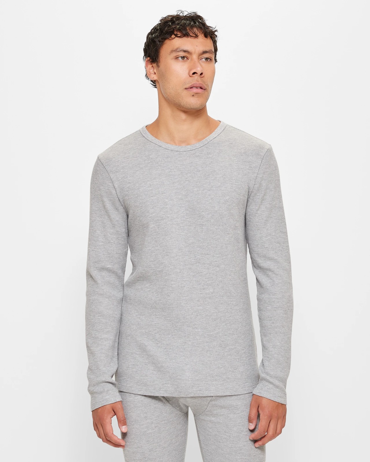 Waffle Thermal Long Sleeve Top - Maxx - Grey