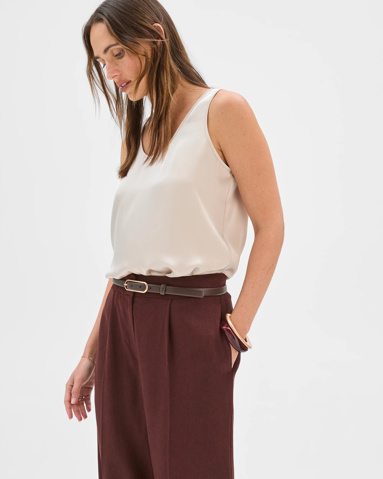 Preview Penny Sleeveless Scoop Neck Satin Top 2 of 5