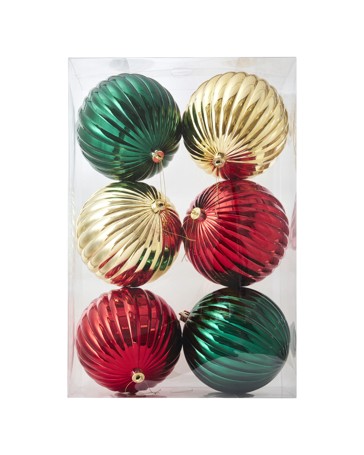 Anko 6 Pack 20cm Traditional Baubles