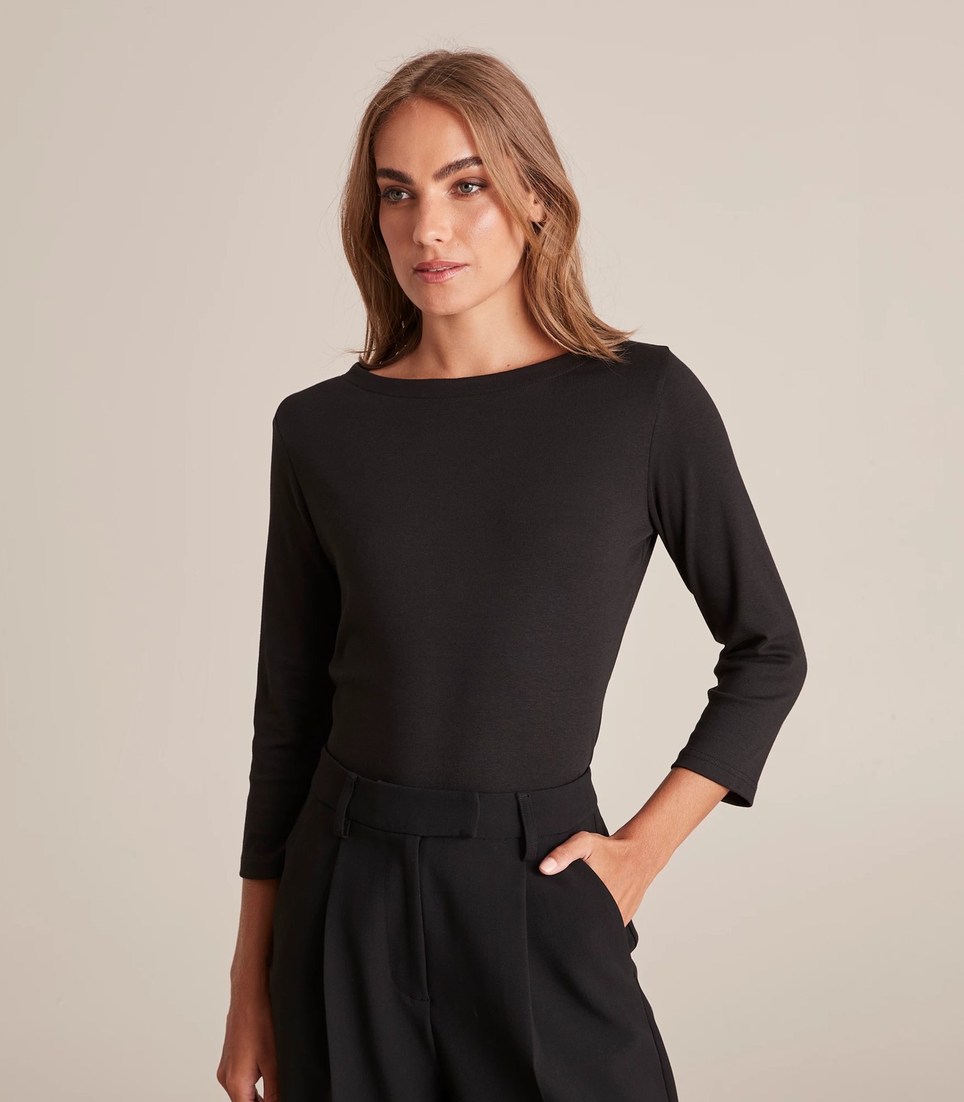 Isabel Boat Neck Top - Preview - Black