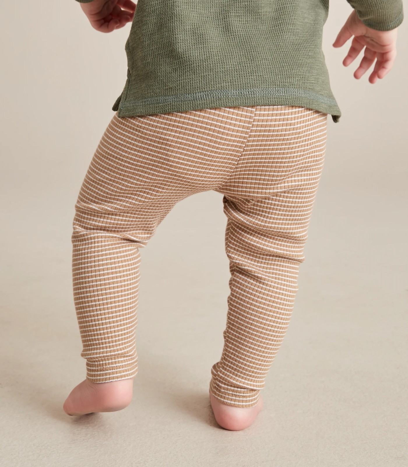 Baby Organic Cotton Rib Stripe Leggings 4 of 6