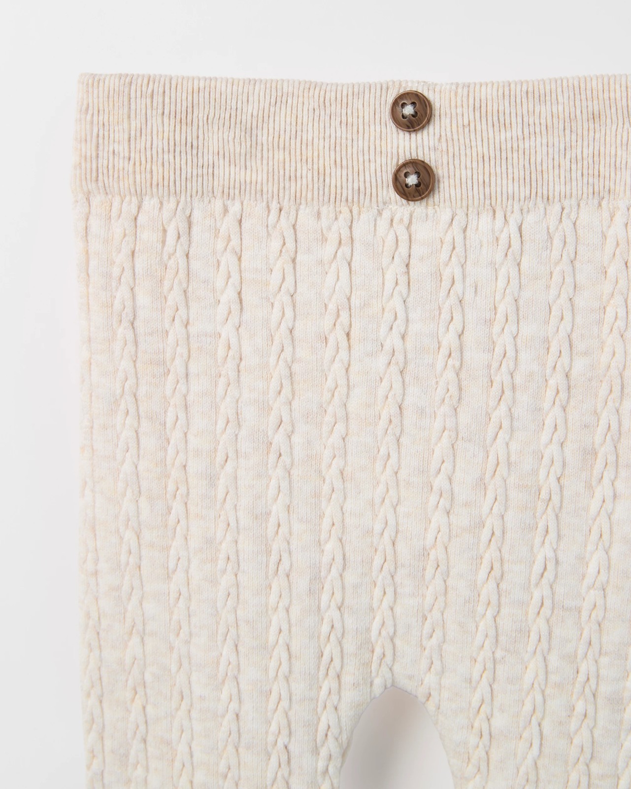 Australian Cotton Blend Cable Knit Leggings - Oatmeal marle 2 of 2