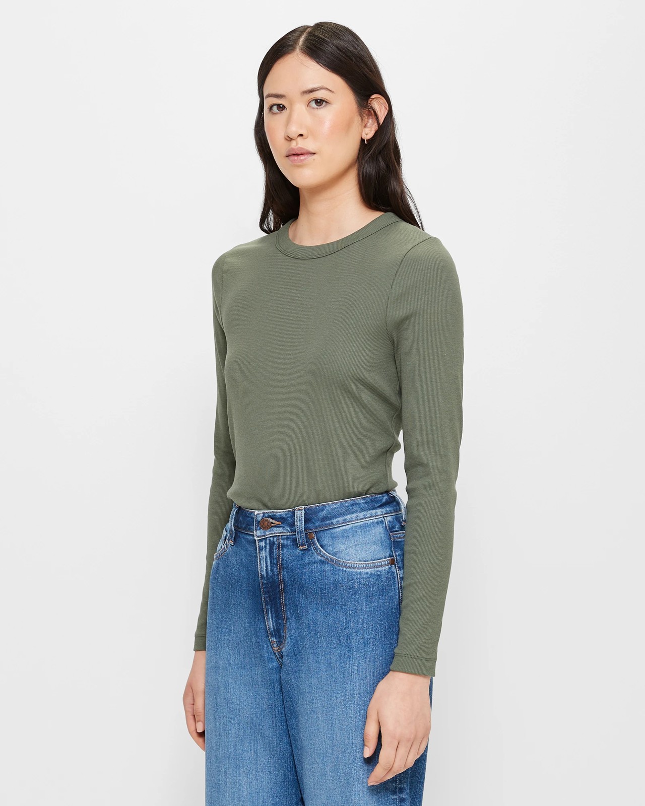 Australian Cotton Long Sleeve Rib Layering T-Shirt | Target Australia