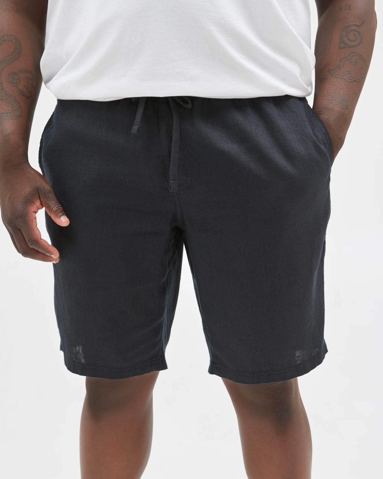 Plus Size European Linen Shorts - Black 3 of 5