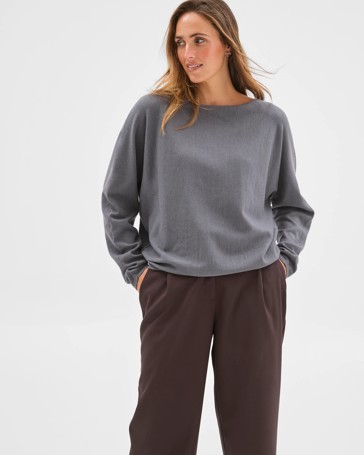 Preview Dolman Sleeve Boat Neck Knit Jumper