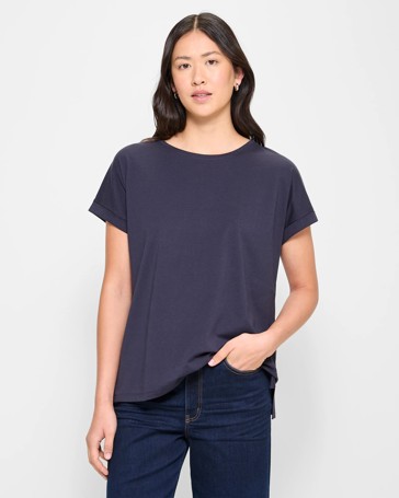 Australian Cotton Roll Cuff Slouchy T-Shirt