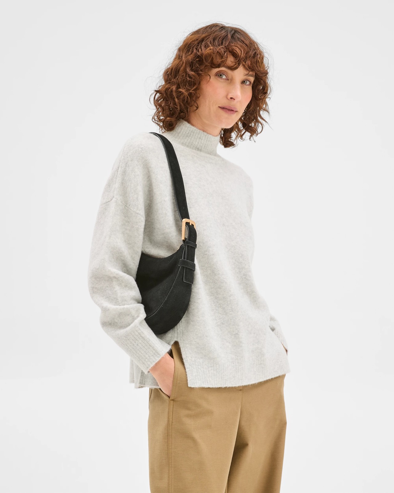 Super Soft Mock Neck Sweater - Light Grey Marle 3 of 6