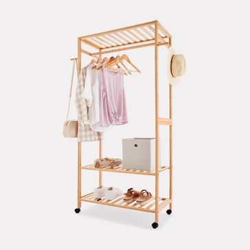 Bamboo Garment Rack With Wheels - Anko