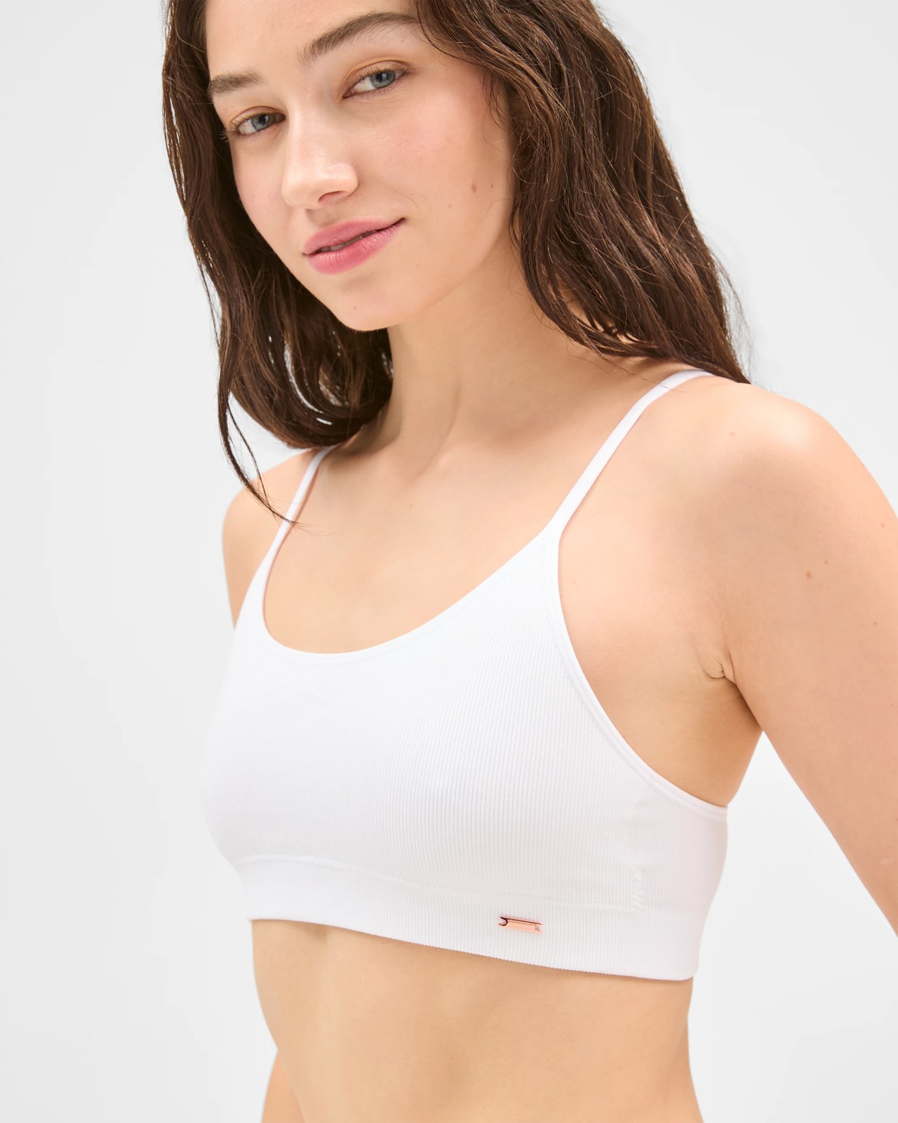 Lily Loves Rib Wirefree Crop Top - White 4 of 5