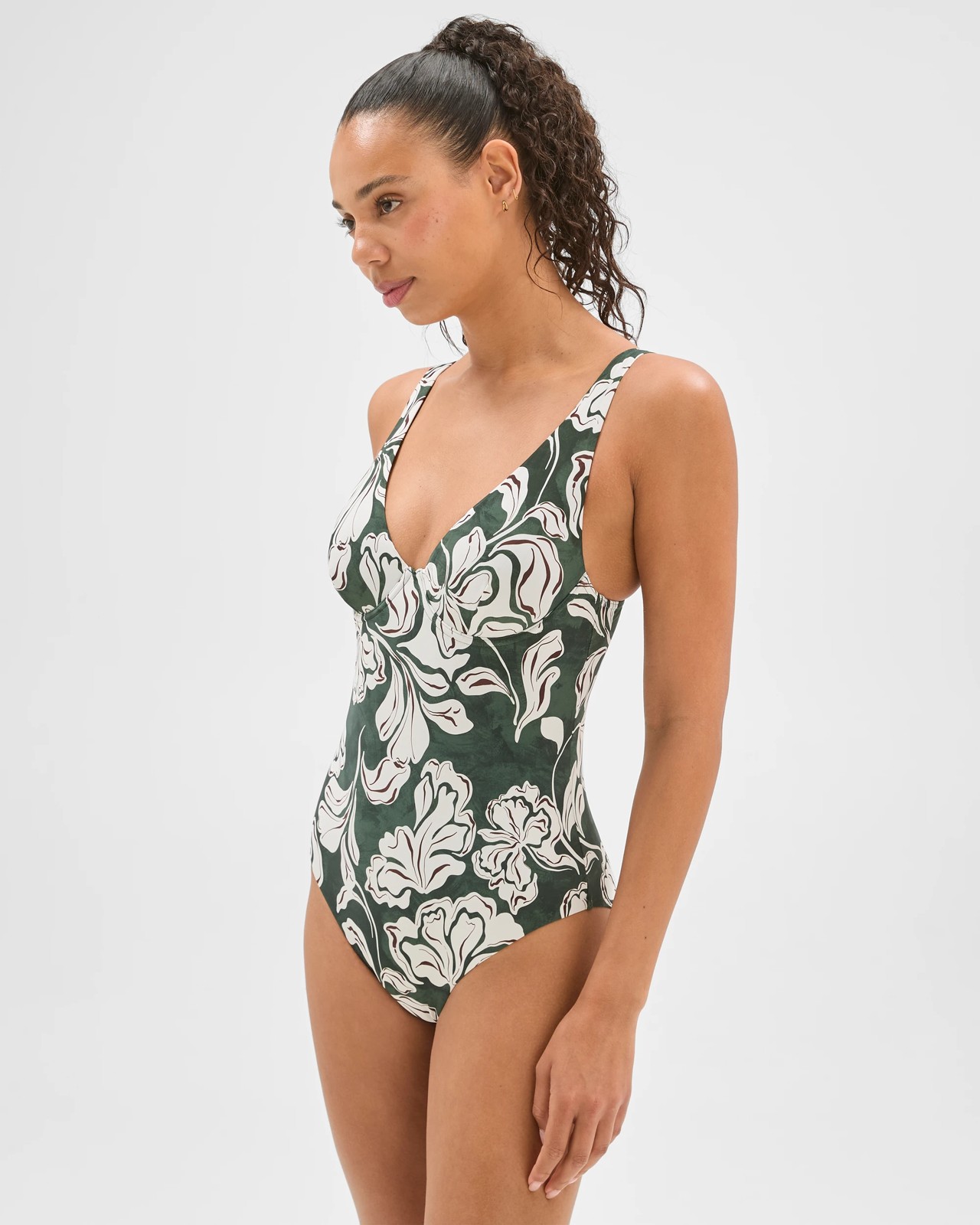 Shape Your Body V-Neck Underwire One Piece Bathers - 2-Tone Floral 6 of 6