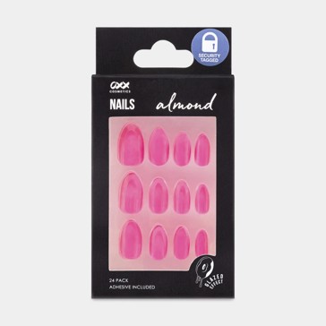 False Nails 24 Pack, Almond Shape, Pink - OXX Cosmetics