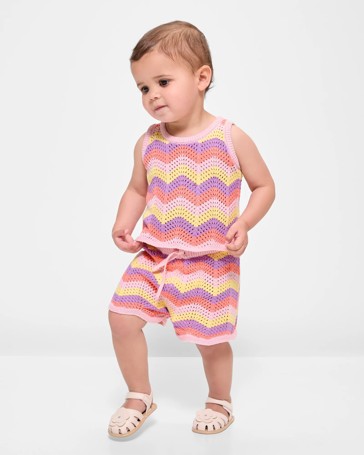 Baby Organic Cotton Knit Top & Shorts 2 Piece Set