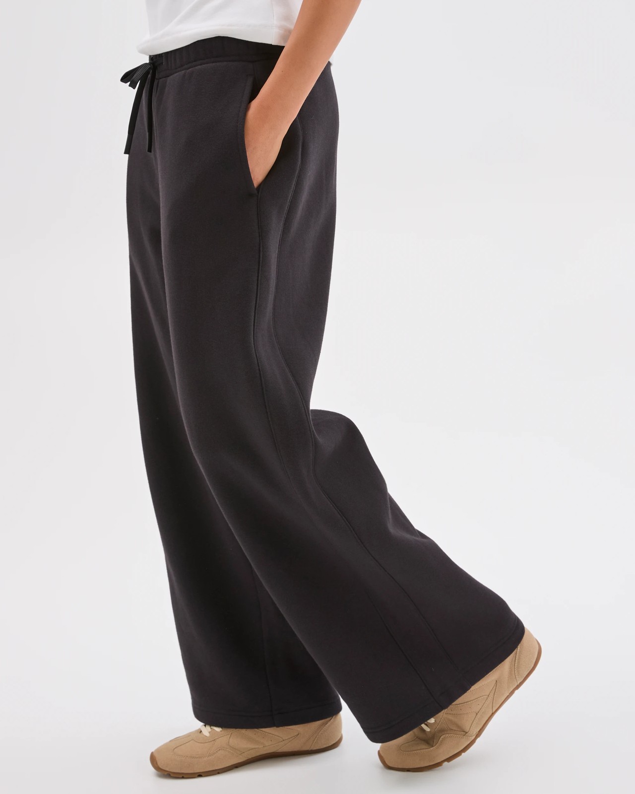 Lily Loves Australian Cotton Blend Wide Leg Trackpants - Black 6 of 6