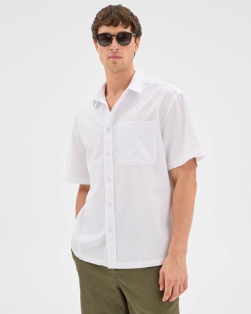 Commons Australian Cotton Plain Textured Boxy Fit Short Sleeve Shirt