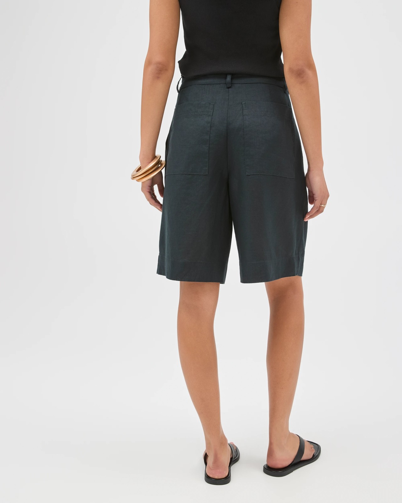European Linen Bermuda Shorts - Black 6 of 6