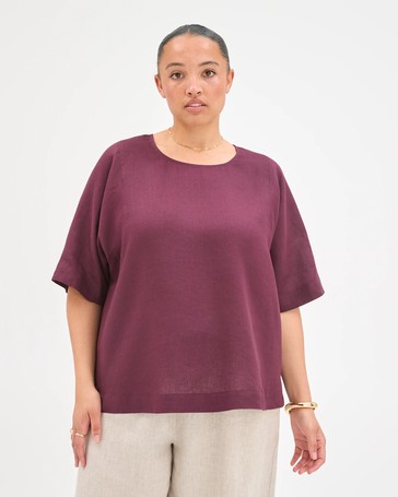 Plus Size European Linen Seam Detail T-Shirt