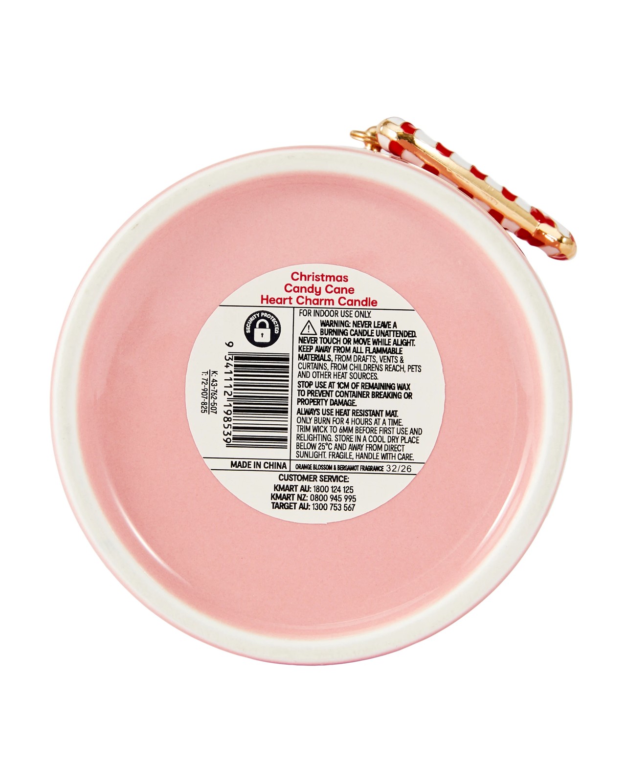 Anko Christmas Candy Cane Heart Charm Candle 6 of 6