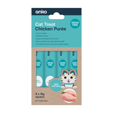 Cat Treat Creamy Puree Chicken, 8 Pack - Anko