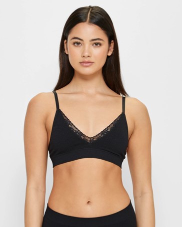 Ribbed Lace Plunge Crop Top - Lily Loves