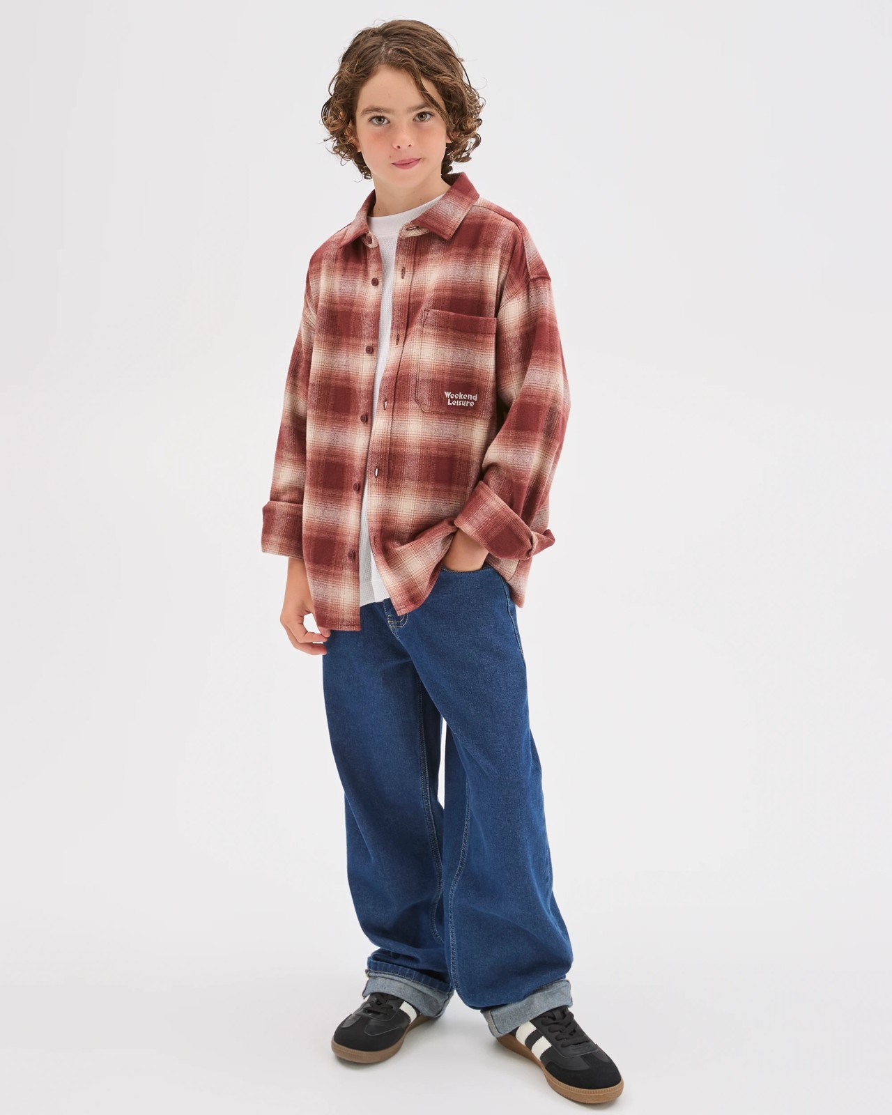 Australian Cotton Long Sleeve Check Shirt - Burgundy 2 of 5