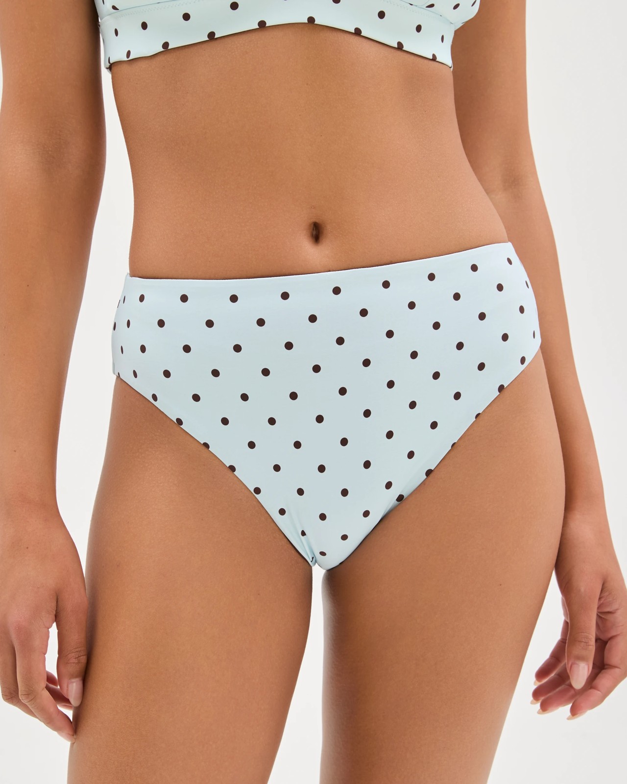 Reversible High Waisted High Cut Matte Micro Swim Bikini Bottoms - Blue Spot 3 of 6