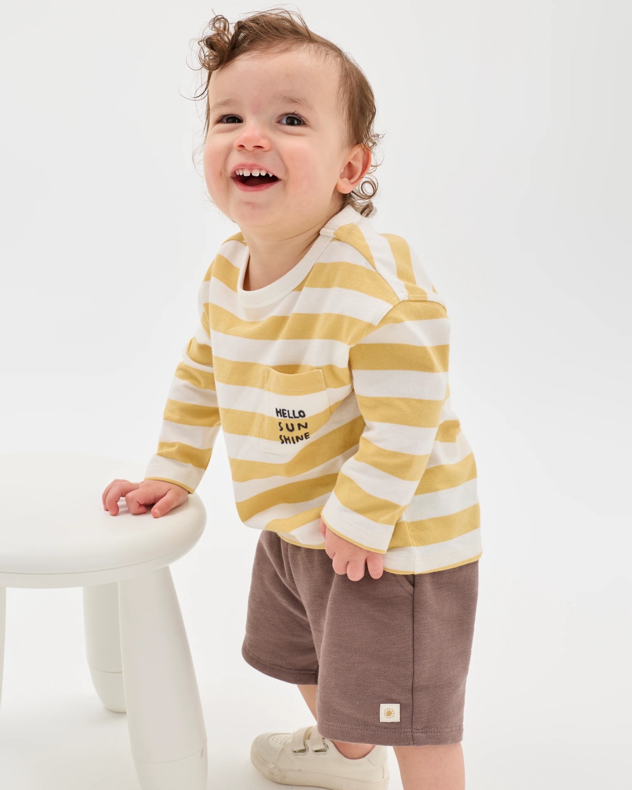 Baby Organic Cotton French Terry Shorts - Iron Brown 2 of 5