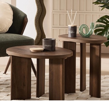 Set of 2 Walnut Side Tables - Anko