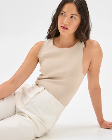 Boat Neck Crepe Tank Top - Preview