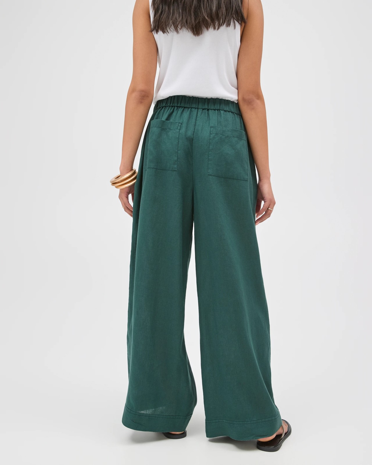 European Linen Wrap Pants - Deep Forest 6 of 6