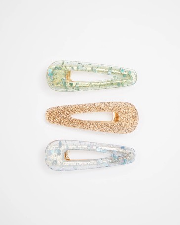 Kids 3 Pack Glitter Slide Hair Clips
