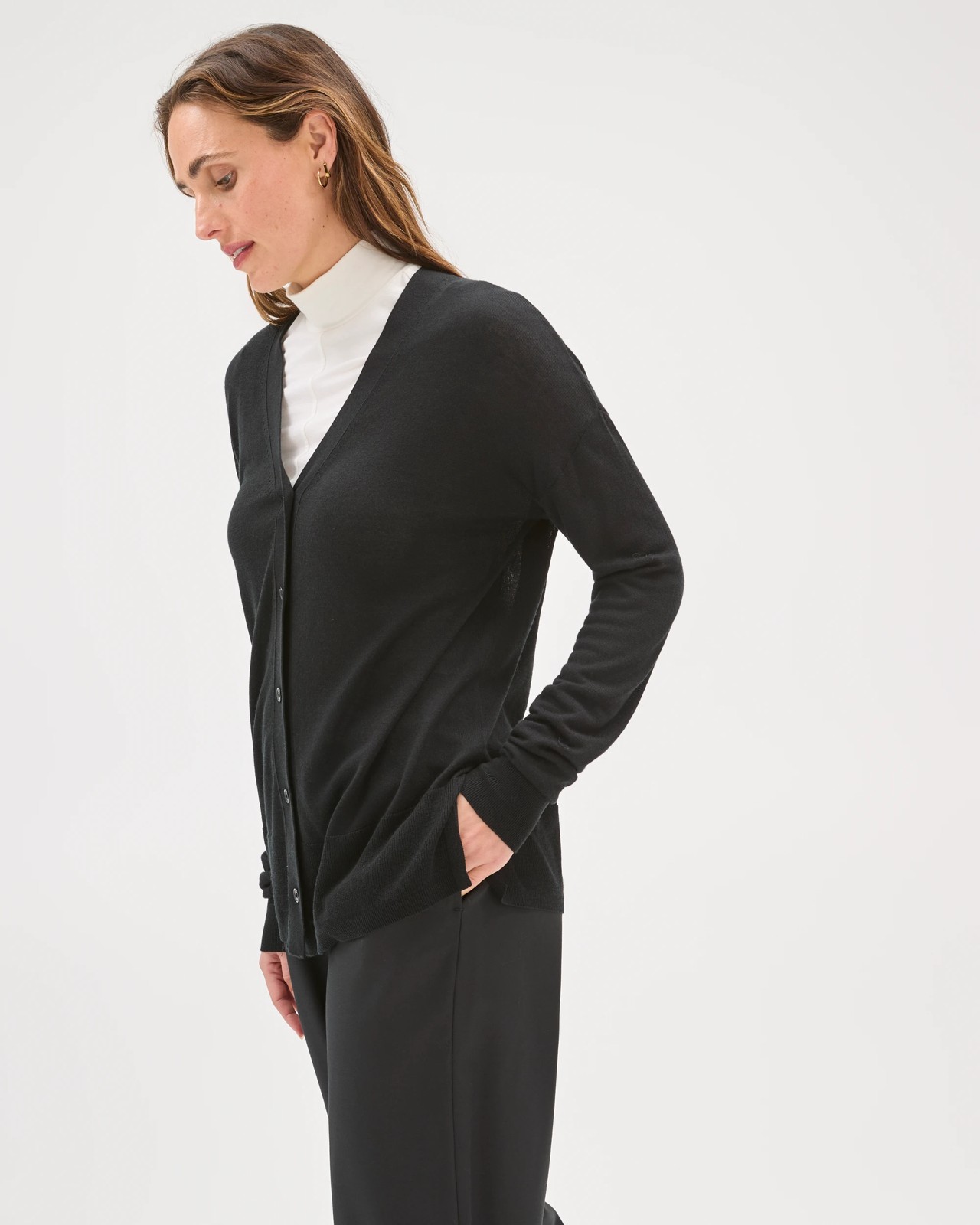 Preview Long Sleeve Boxy Cardigan - Black 3 of 6