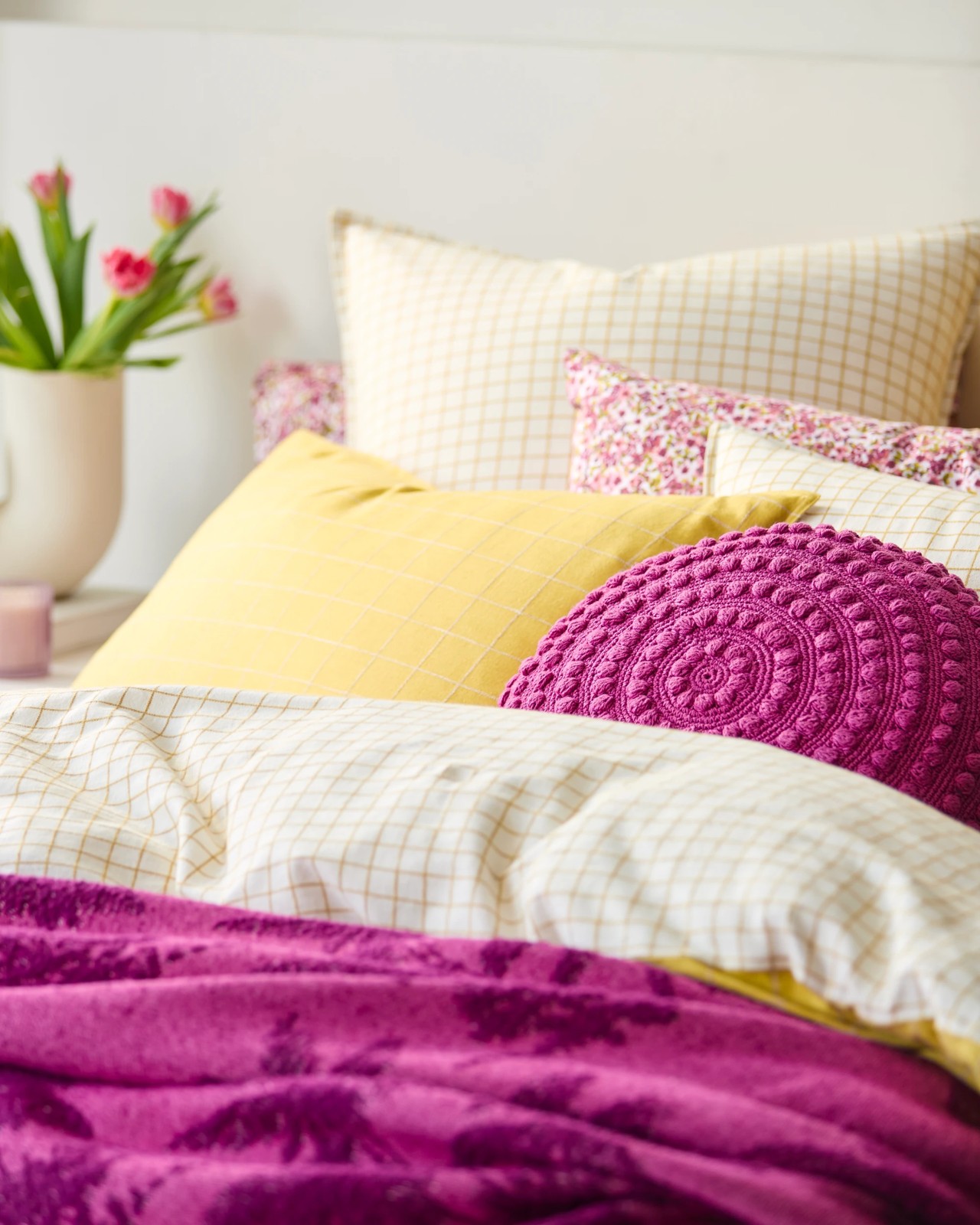 Check Linen/Cotton Quilt Cover Set 5 of 5