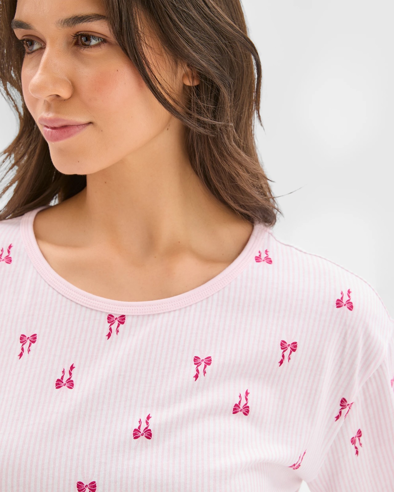 Australian Cotton Long Sleeve T-Shirt Nightie - Bow 5 of 5