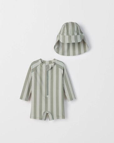 Baby Unitard and Hat 2 Piece Swim Set