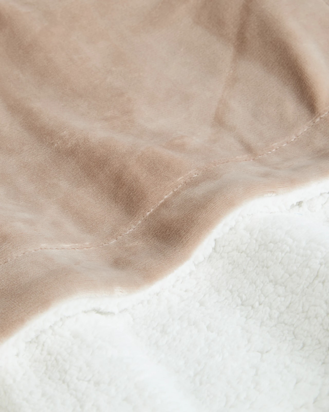 Ruby Fleece Sherpa Blanket - Taupe 2 of 2