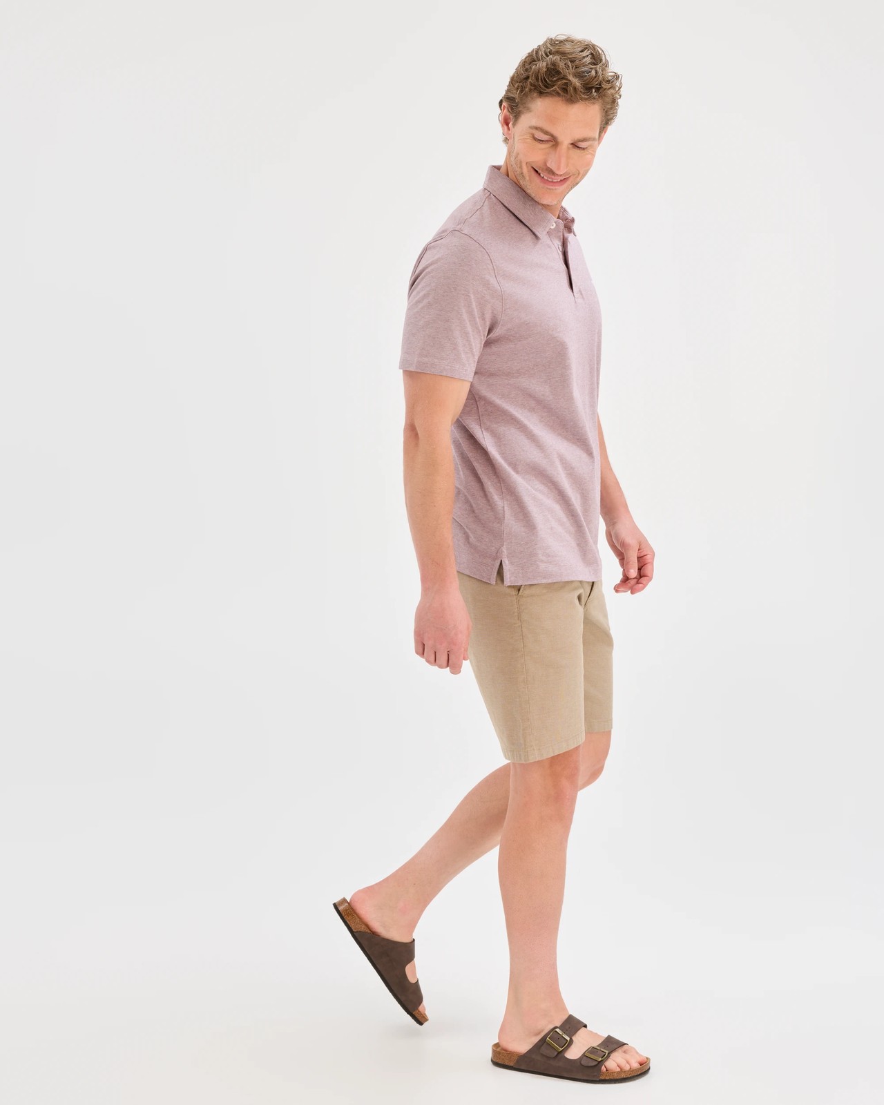 Australian Cotton Textured Jersey Polo Top - Rose Taupe 6 of 6