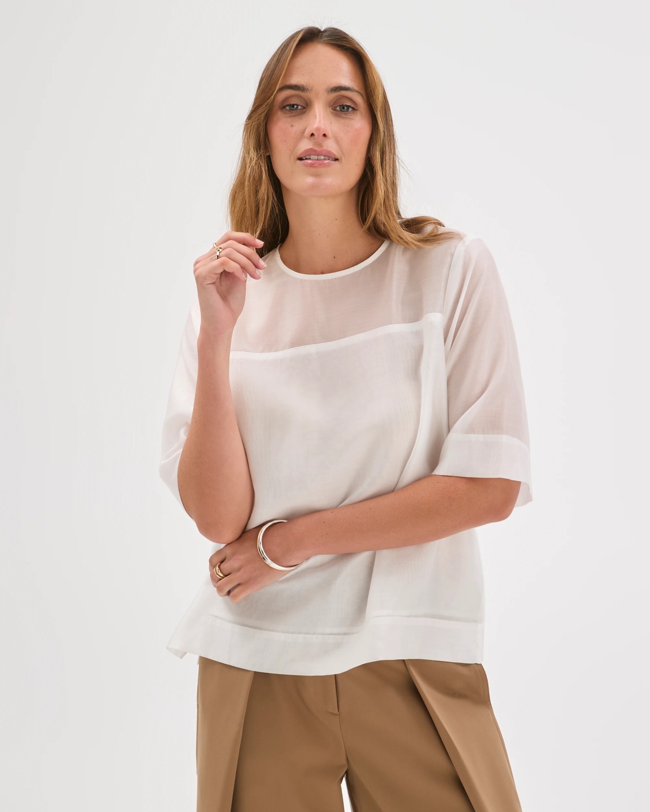 Preview Sheer Detail Blouse - Cloud Dancer 2 of 6
