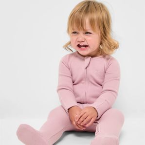 Baby Organic Cotton Waffle Zip Coverall - Dawn Pink product image