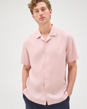 European Linen Short Sleeve Revere Collar Shirt