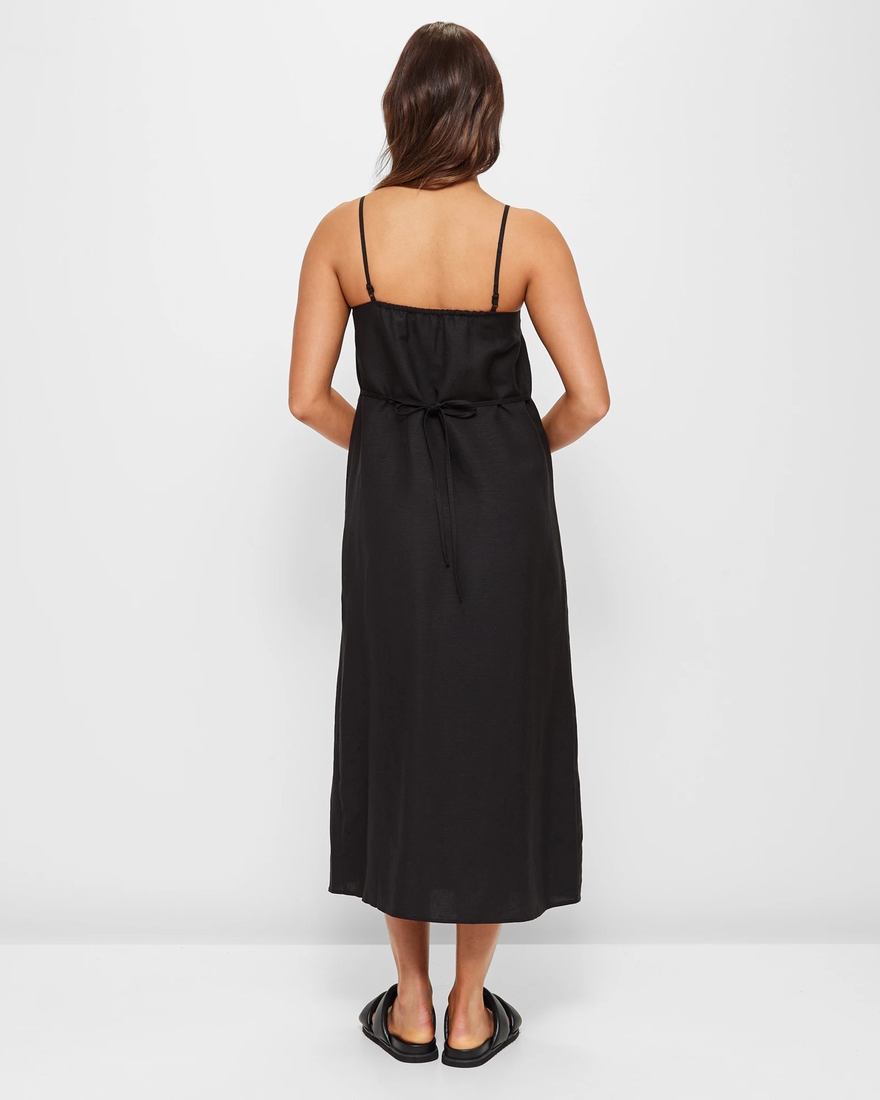 Linen Blend Split Front Midi Dress - Lily Loves 4 of 5