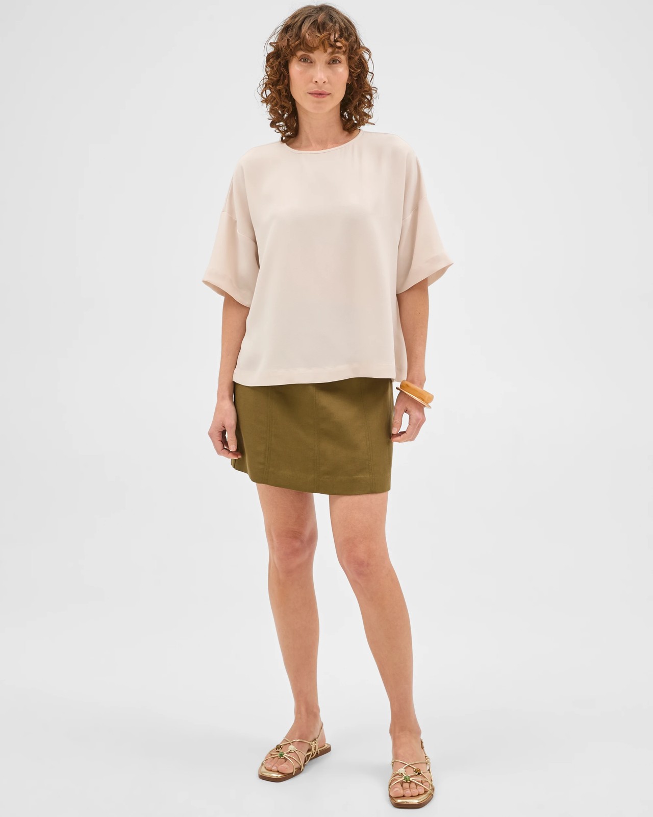 Preview Simone Crepe Boxy T-Shirt - Pumice 2 of 6