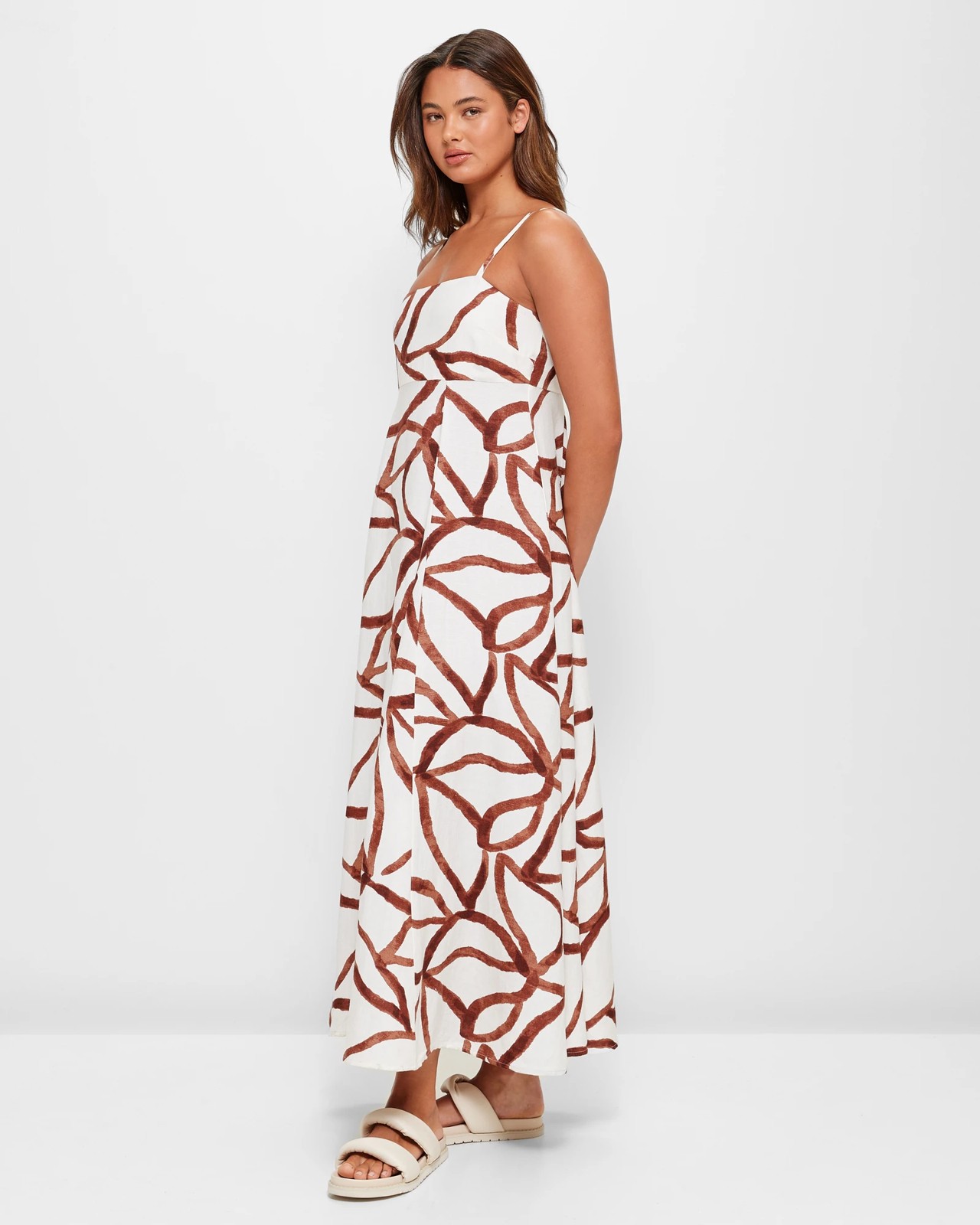 Linen Blend Strappy Babydoll Midi Dress - Lily Loves 3 of 5