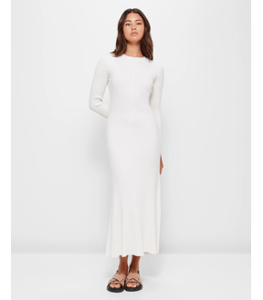 Linen Blend Shirred Waist Midi Dress - Preview